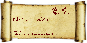 Mérai Iván névjegykártya